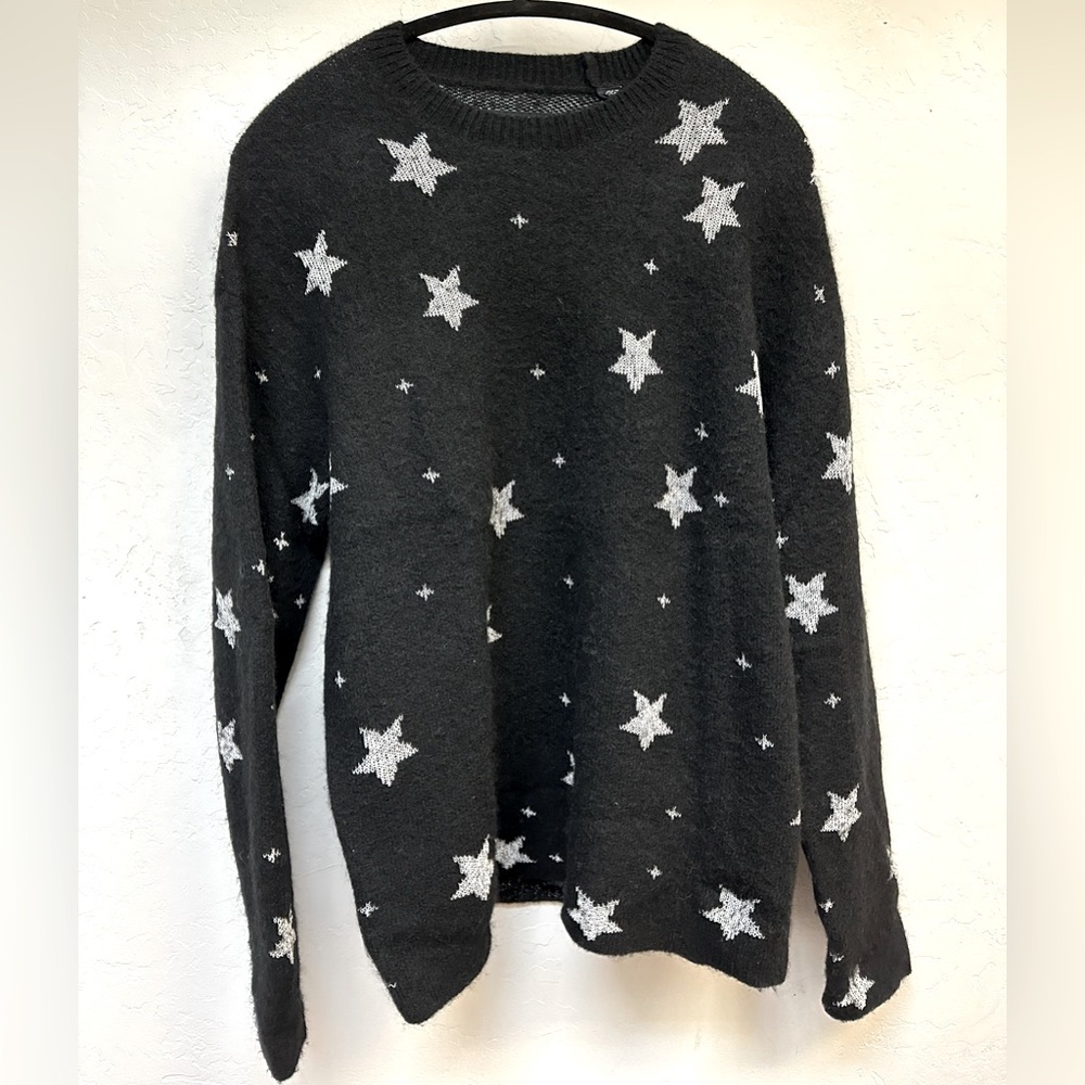 Allsaints midnight stars crew neck knitted sweater in black